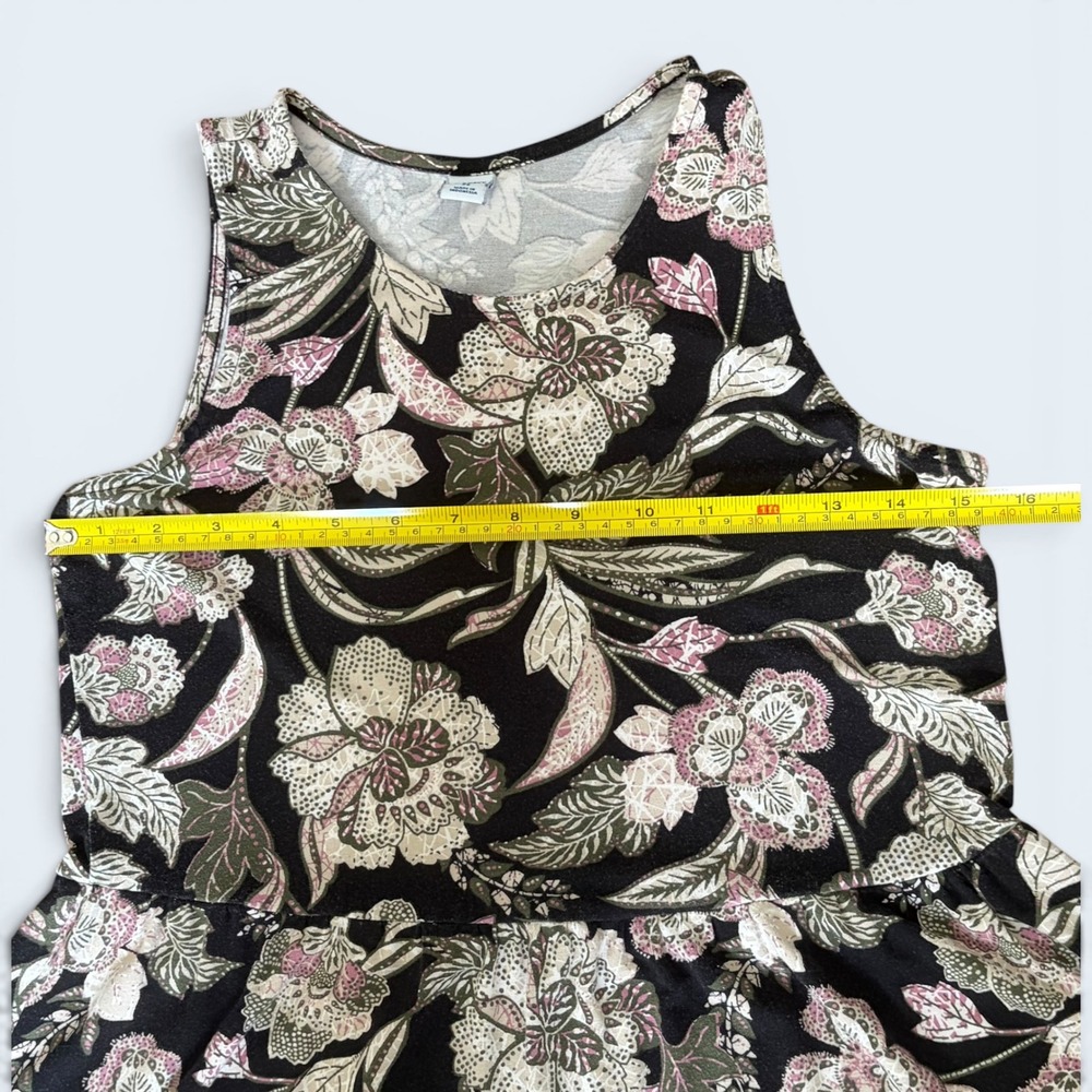 Old Navy Black Pink Floral Sleeveless Fit Flare Dress XS Cottagecore Boho - Picture 5 of 7